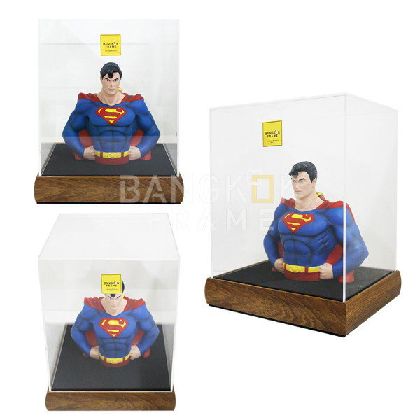 กรอบกล่องใสโชว์สินค้าฐานไม้